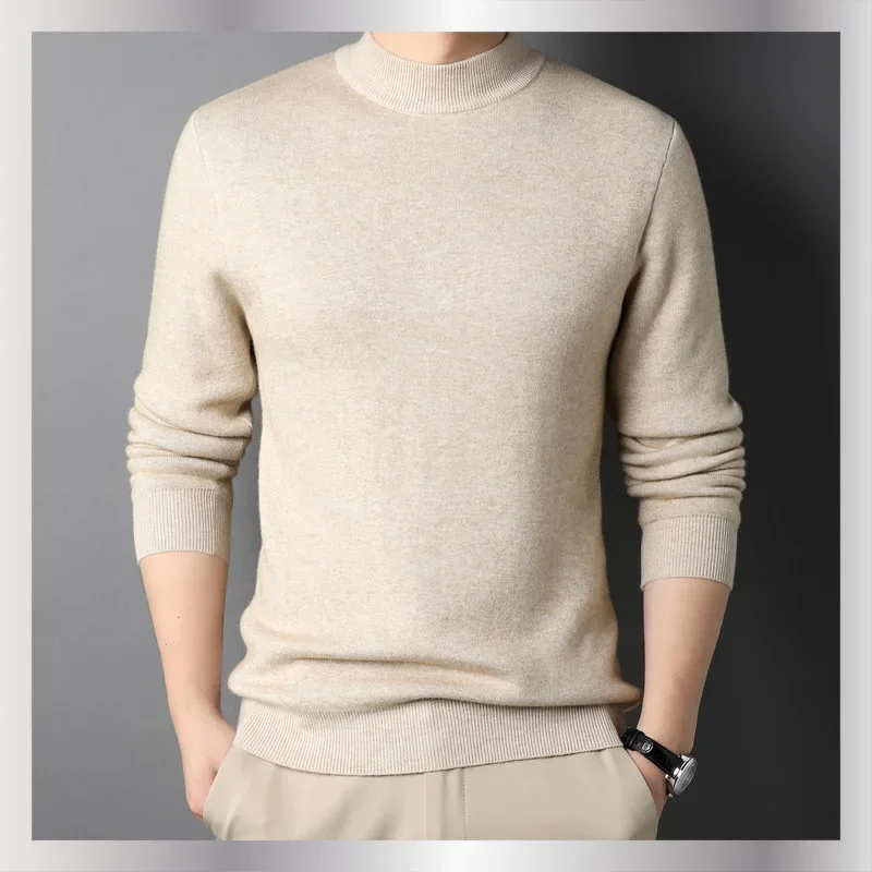 

2024 Brand New Men's Cashmere Sweater Half Turtleneck Men Sweaters Knit Pullovers for Male Youth Slim Knitwear Man Sweater