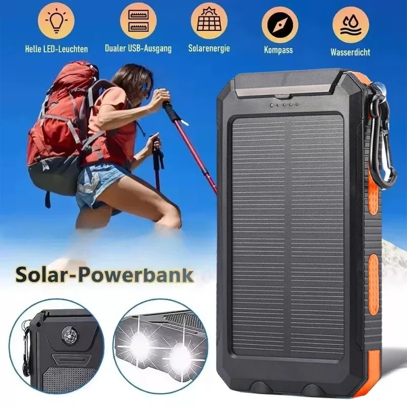 آيفون سامسونج Xiaomi 20000mah powerbank الشمسية ذات سعة كبيرة مكتبة الطاقة المحمولة قوة البنك بطارية احتياطية خارجية