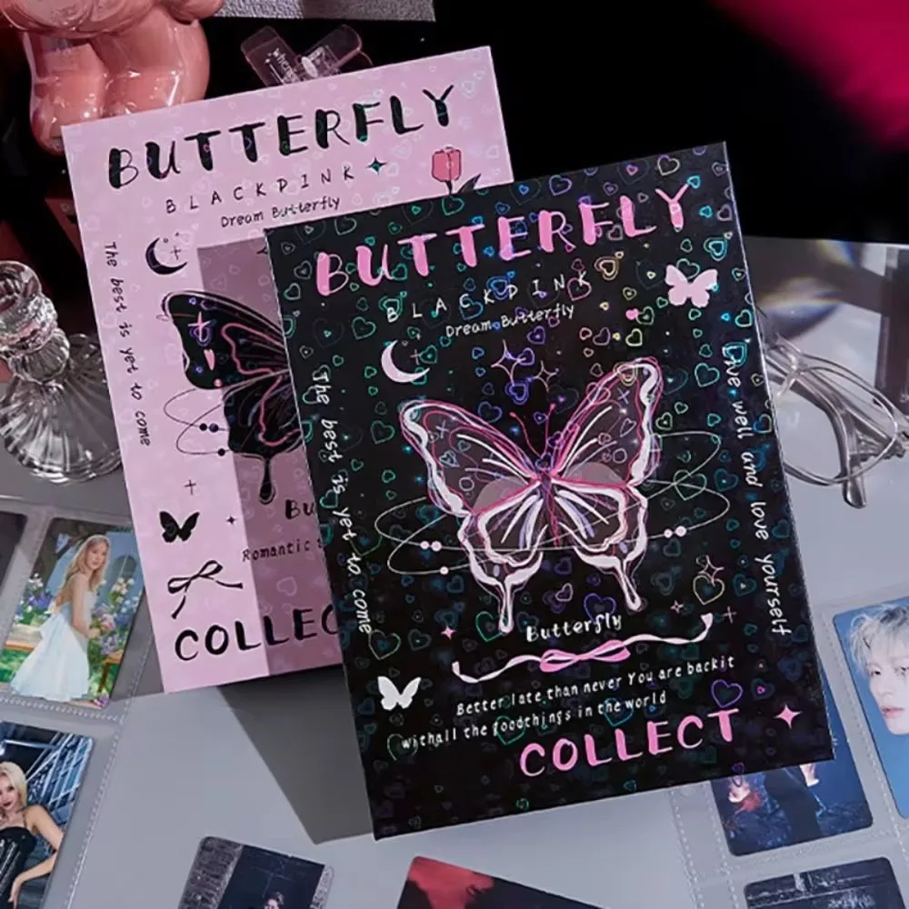 

3 Inch Butterfly Photocard Album Protector Loose-Leaf Binder Photocard Holder Retro Style Cartoon Cat Collect Album Notebook