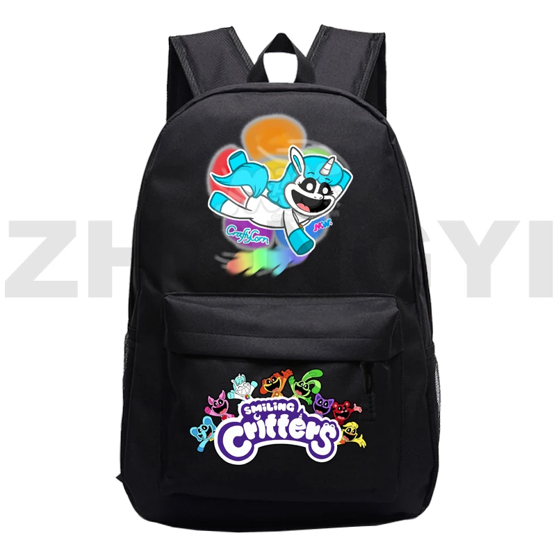 Smiling Critters School Back Pack for Boys Merch Kawaii Backpack Colorful Vintage Travel Sport Bagpack Men Portable Shoulder Bag