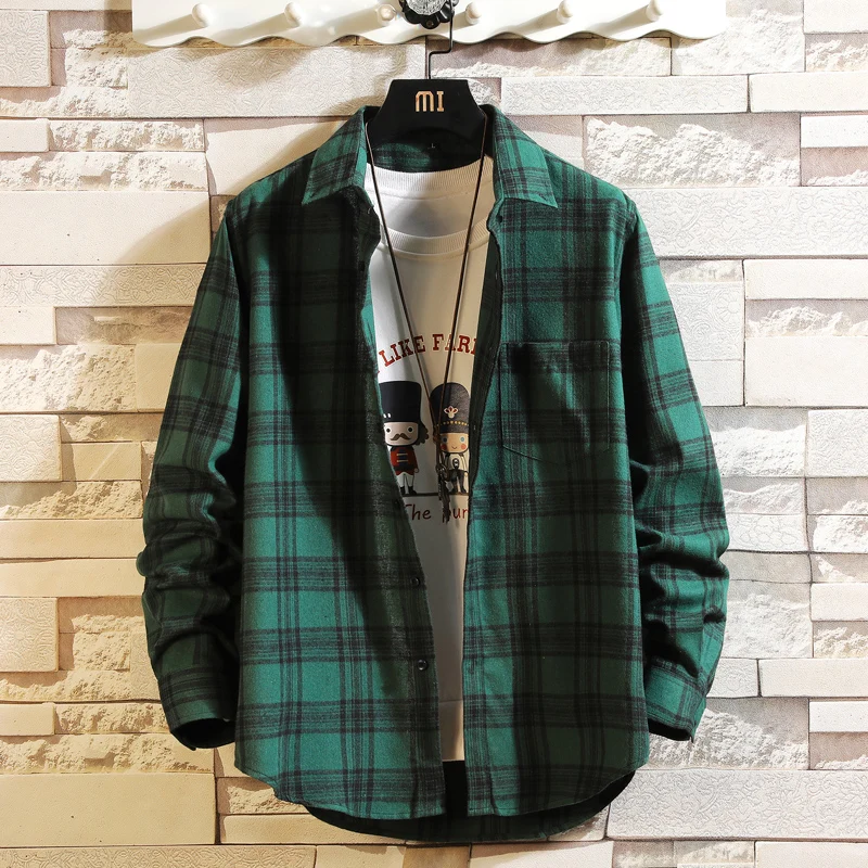 Casual Shirts For Men Clothing 2023 Fashion Long Sleeve Plaid Shirt Men Harajuku Checkered Men Shirt Long Sleeve M-3XL