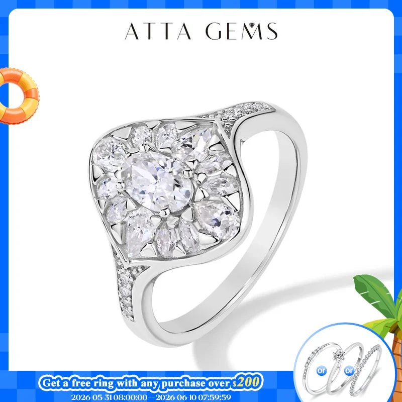 

ATTAGEMS Oval Cut 0.5CT Moissanite Ring for Women All D VVS1 Color Moissanite Sparkling 925 Sterling Silver Wedding Fine Jewelry