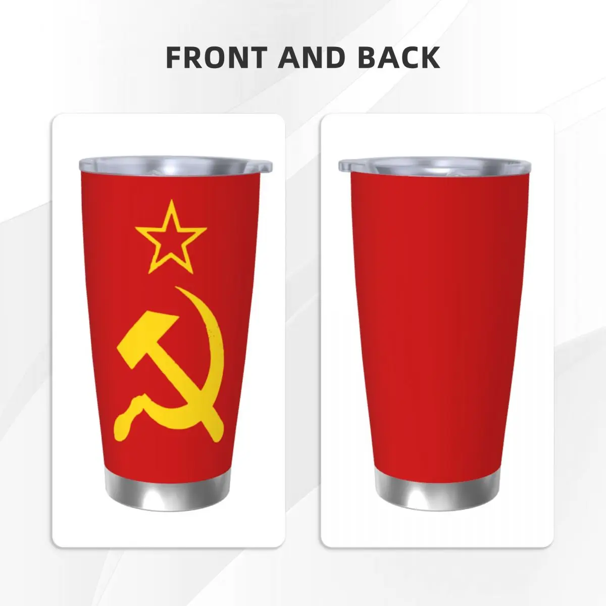 USSR Hammer And Sickle Russian Soviet Flag Tumbler Vacuum Insulated Thermal Cup Stainless Steel School Mugs Water Bottle, 20oz