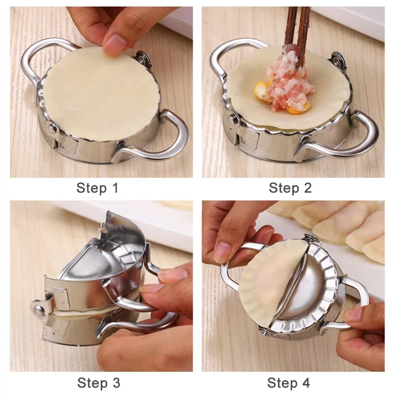 Molde de acero inoxidable para hacer Dumplings, prensa de masa Gyoza, accesorios de cocina