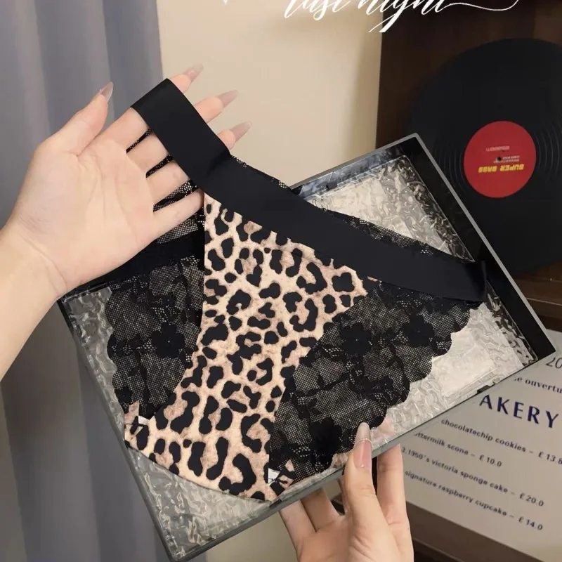 SP&CITY Flower Embroidery Hollow Out Satin Underwear for Women Low Waist Lepard Sexy Panties Thin Cotton Crotch Seamless Briefs