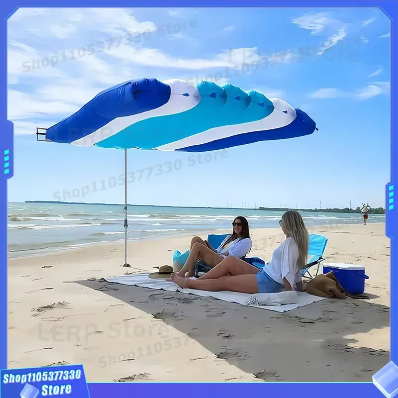 Customized Outdoor Wind-Powered Portable Sun Shelter Quick-Opening Nylon Beach Tent with Seaside Design Sun Protection