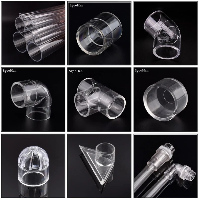 1pc 16~50mm Acrylic Pipe Tee Joint Aquarium Fish Tank Connector Plexiglass Tube Elbow Joints Shrimp Water Tank 3-Way Joints