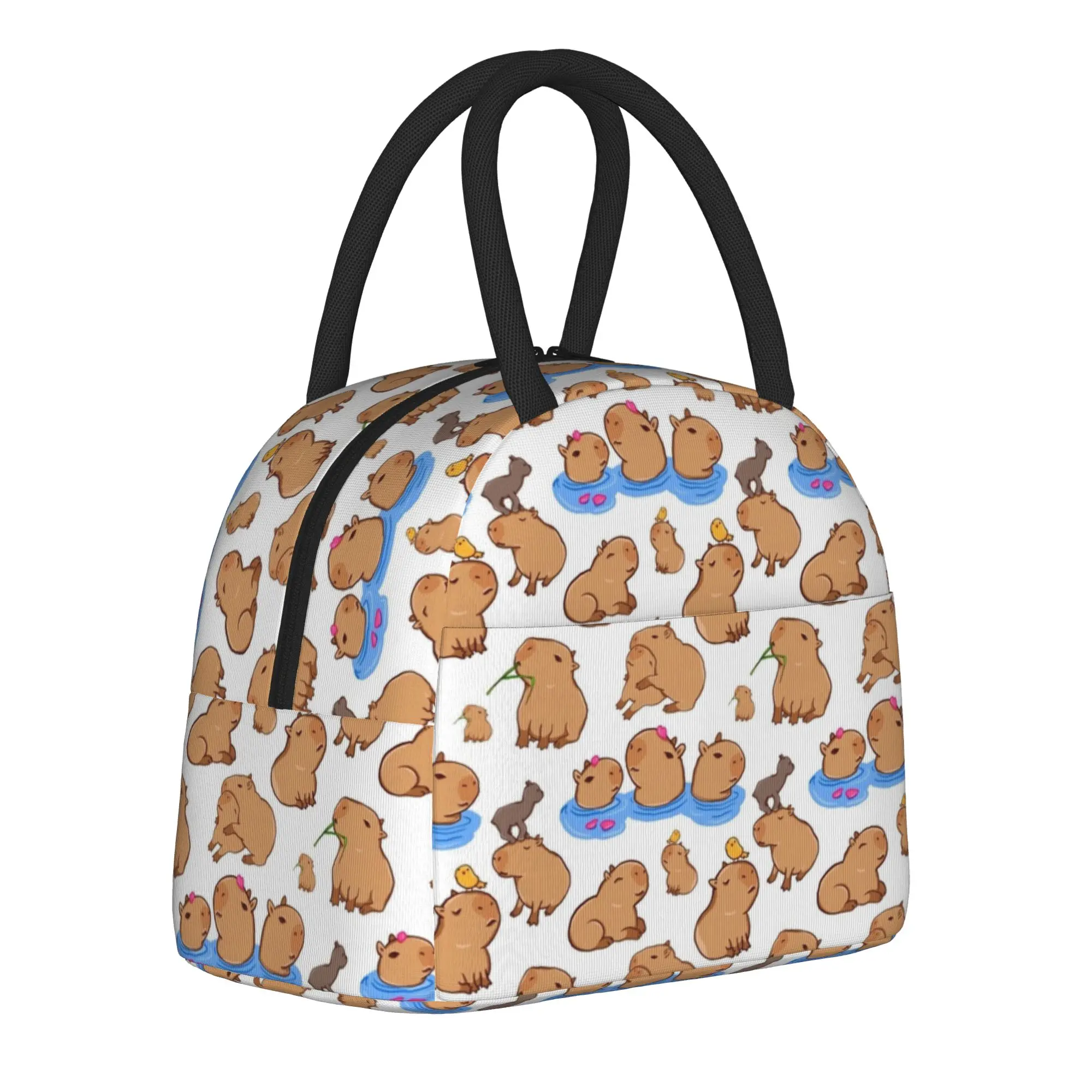 Cute Capybara Cartoon  Insulated Lunch Bags Thermal Bag Reusable  High Capacity Tote Lunch Box Bento Pouch Beach  Picnic