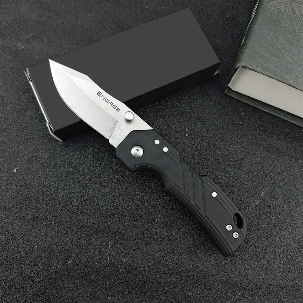 COLD 35DPLC Engage Folding Knife 440C Clip Point Blade Black Nylon Fiber Handles Outdoor Tactical Utility Self Defense Knife