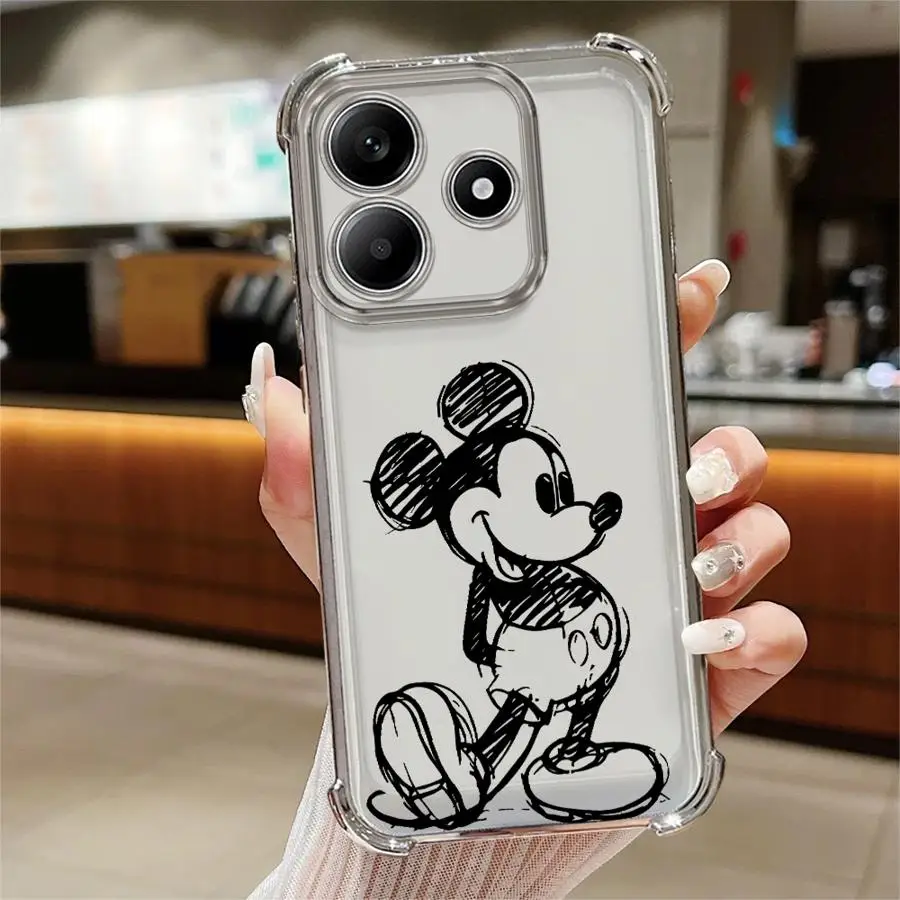 Capa para redmi note 10s 9s 10 lite 11 12 13 11s 14 pro plus capa de telefone macia disney minnie mickey