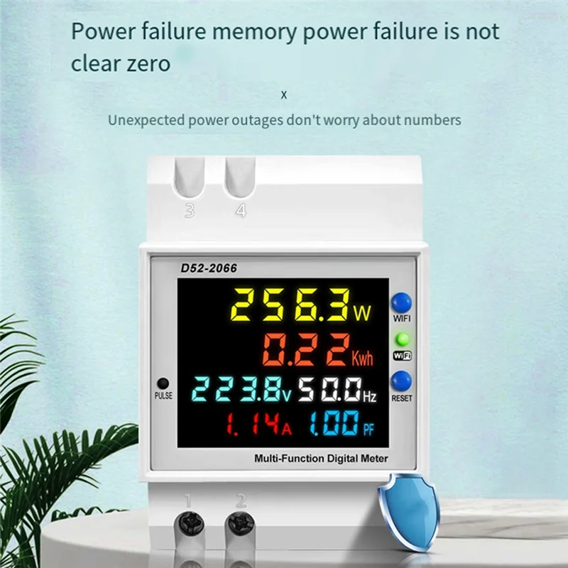 A41T Tuya Wifi Intelligent Digital Display Electricity Meter DIN-Rail Voltage Current Meter Power Factor Frequency Meter