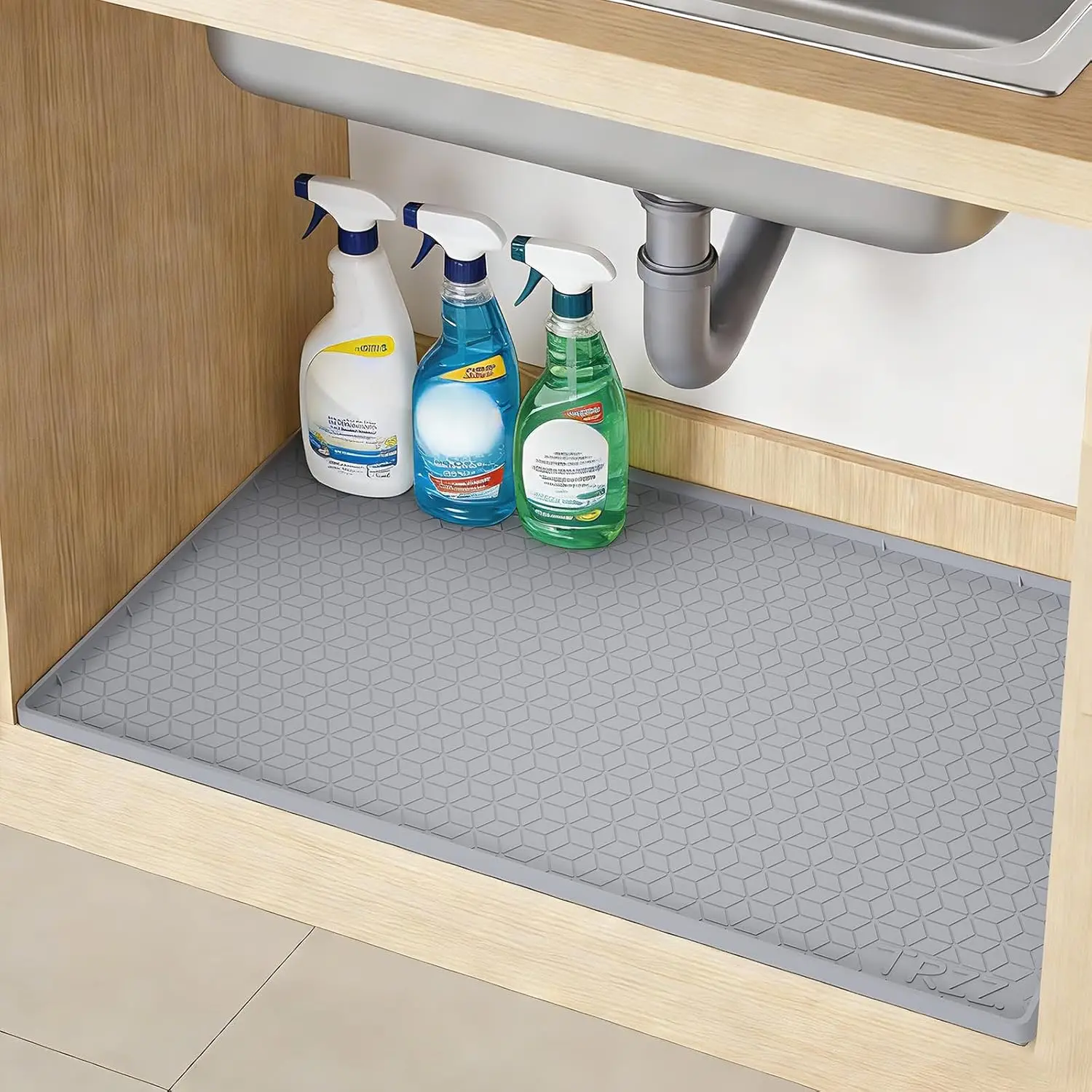 

Waterproof Under Sink Mat 34" x 22", Drip Tray and Cabinet Liner for Kitchen and Bathroom, Prevents Water Damage (Grey)