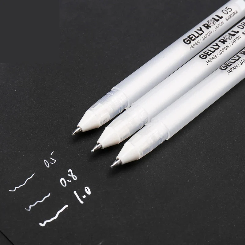 Sakura Gelly Roll Gel Stift Weiß Farbe 0,5mm 0,8mm 1,0mm Hohe Licht Marke Stift Schwarz Karton Kunst malerei Stift Weiß Linie Stifte – Detail 4