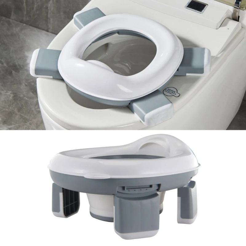 

Reusable Travel Toilet with Liners & Splashguard Indoor & Outdoor Kids Toilet PP+TPR Material for Boys Girls Wholesale