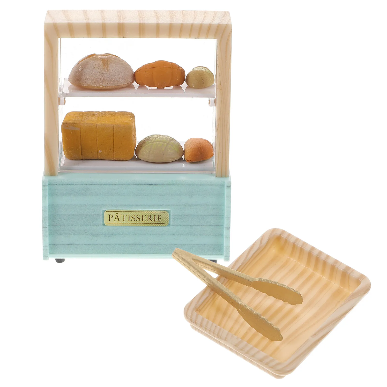 

1Set Miniature Bread Cabinet Mini Furniture Display Showcase for Mini House Decor Storage Stand Bakery Kitchen Accessories