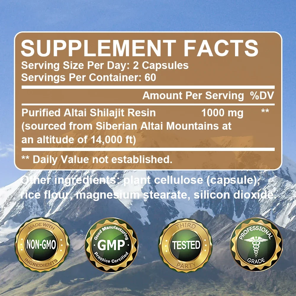 100% High Purity Shilajit Mineral Supplement Natural Organic Shilajit Contains 85+ Trace Minerals & Fulvic Acid & Antioxidants