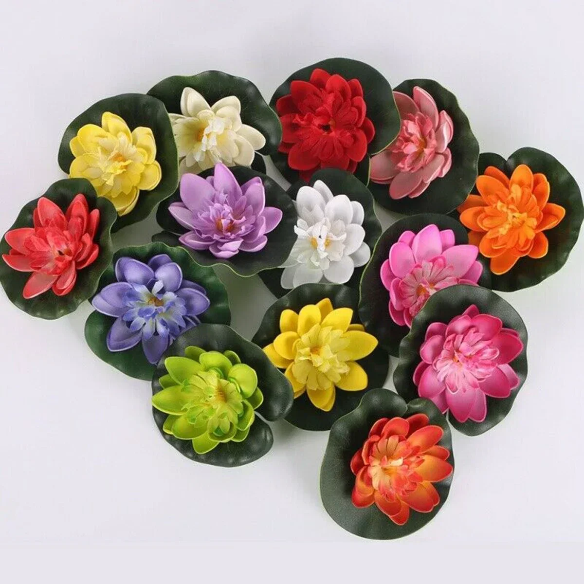 5pcs Colorful Artificial Floating Water Lily Simulation EVA Lotus-Leaf Flowers Water Lily Pond Plants For Gardens Home Fish Tank