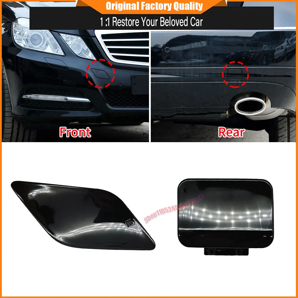 Front Rear Bumper Tow Hook Cover Cap Set in Black Fits E200 E230 E250 E300 E350 Models For Mercedes W212 E Class 2009 - 2012