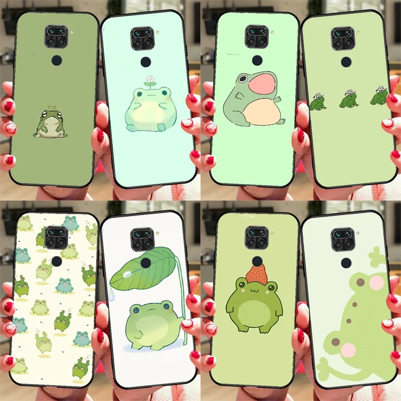 Cute Green Frog Case For Redmi Note 8 9 10 11 12 Pro Plus 10S 11S 12S Cover For Redmi 9C 10A 10C 12C Coque