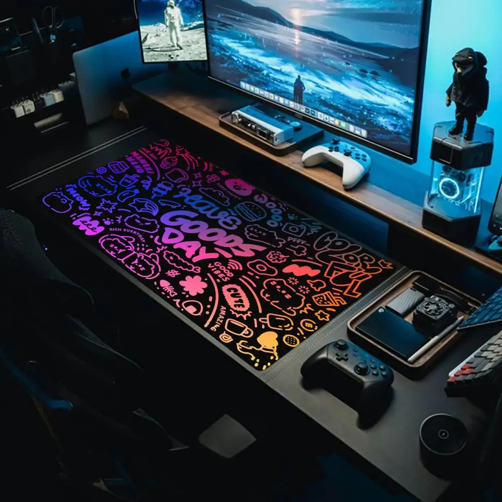 

Красочный коврик для мыши в стиле граффити, большой коврик для мыши, резиновый нескользящий коврик для стола против морщин