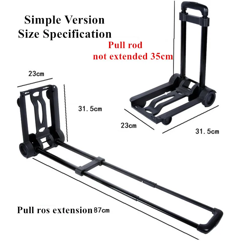 Heavy Duty Foldable Hand Sack Wheel Trolley, Carrinho de carrinho de mão dobrável, Carrinho de compras de bagagem de viagem