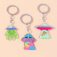 Creative Resin Alien Keychain for Women Men Funny UFO Spaceship Key Ring Chains Bag Pendant Handmade Party Jewelry Gifts