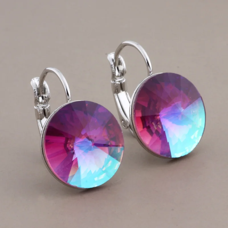 New Trend 14mm Round Geometry Drop Earrings for Women 585 Rose Gold Color Wedding Unusual Earrings Fashion Jewelry