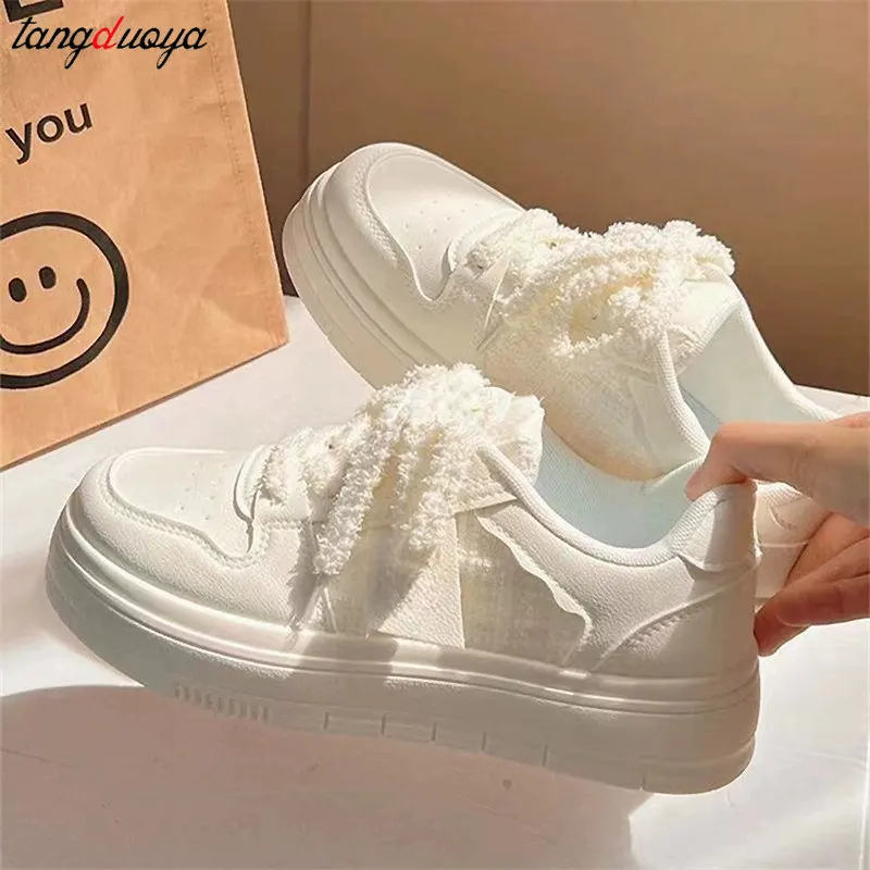 2024 New Style white pink Cute Women\'s Shoes Platform sneakers Versatile Kawaii Women Shoes Women Harajuku Casual Vulcanize Shoe