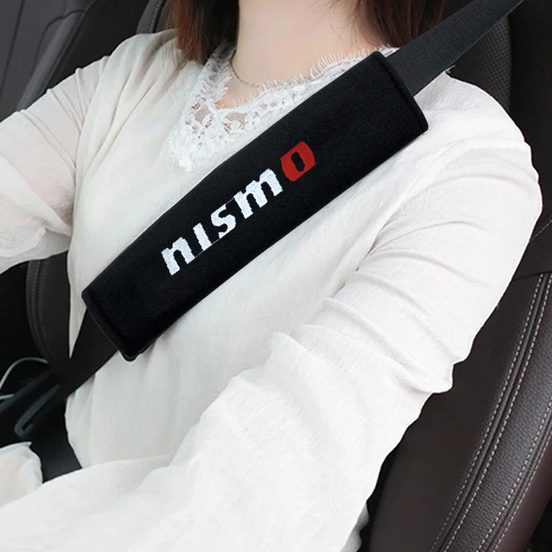 Car Seat Belt Logo Cover Shoulder Pad Car Accessories Styling For Nismo Logo Emblem R34 GTR Tiida Sylphy Teana X-trail Qashqa