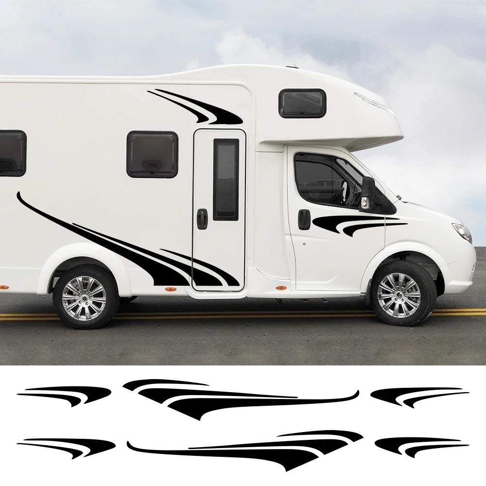 

Наклейки на боковую дверь автомобиля для автофургона, полосатый кемпер, прицеп, автофургон, полосатый кузов, графическая наклейка, виниловая наклейка, декоративные аксессуары