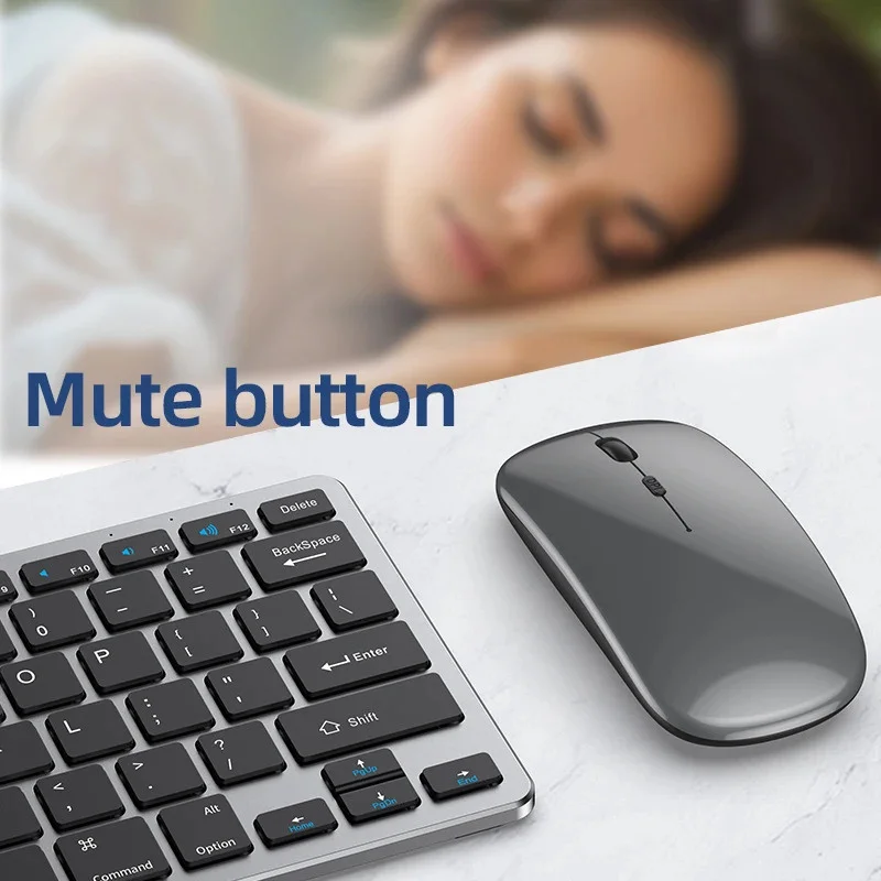 무선 블루투스 5.0 키보드 마우스 세트, 맥북 아이패드 PC 노트북 태블릿용, USB C 충전식, 초박형 휴대용 키보드, 2.4G