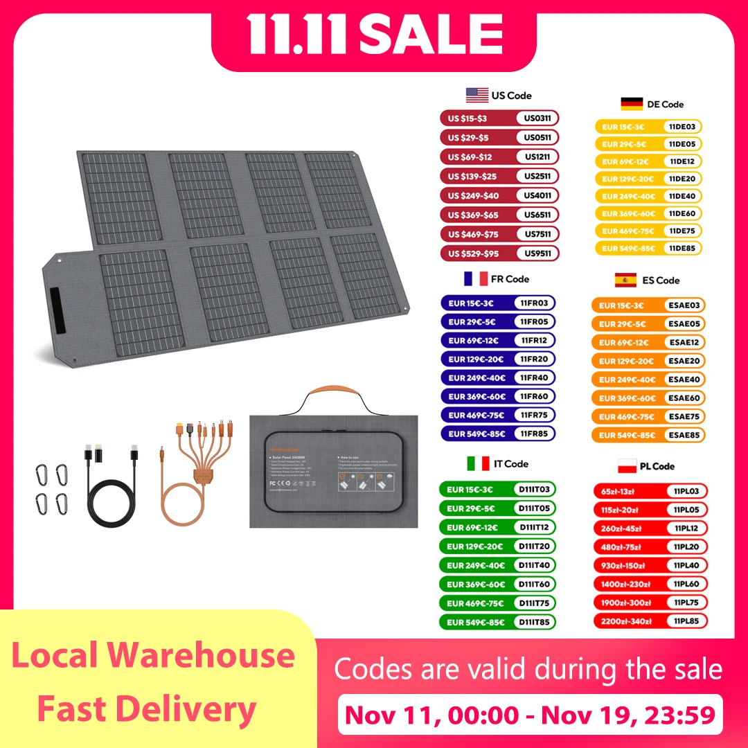 

Складная солнечная панель MHPOWOS 19 В, 40 Вт, 80 Вт, 120 Вт, мобильное солнечное зарядное устройство для источника питания, ноутбука, солнечного генератора, рыбалки, кемпинга, автофургона