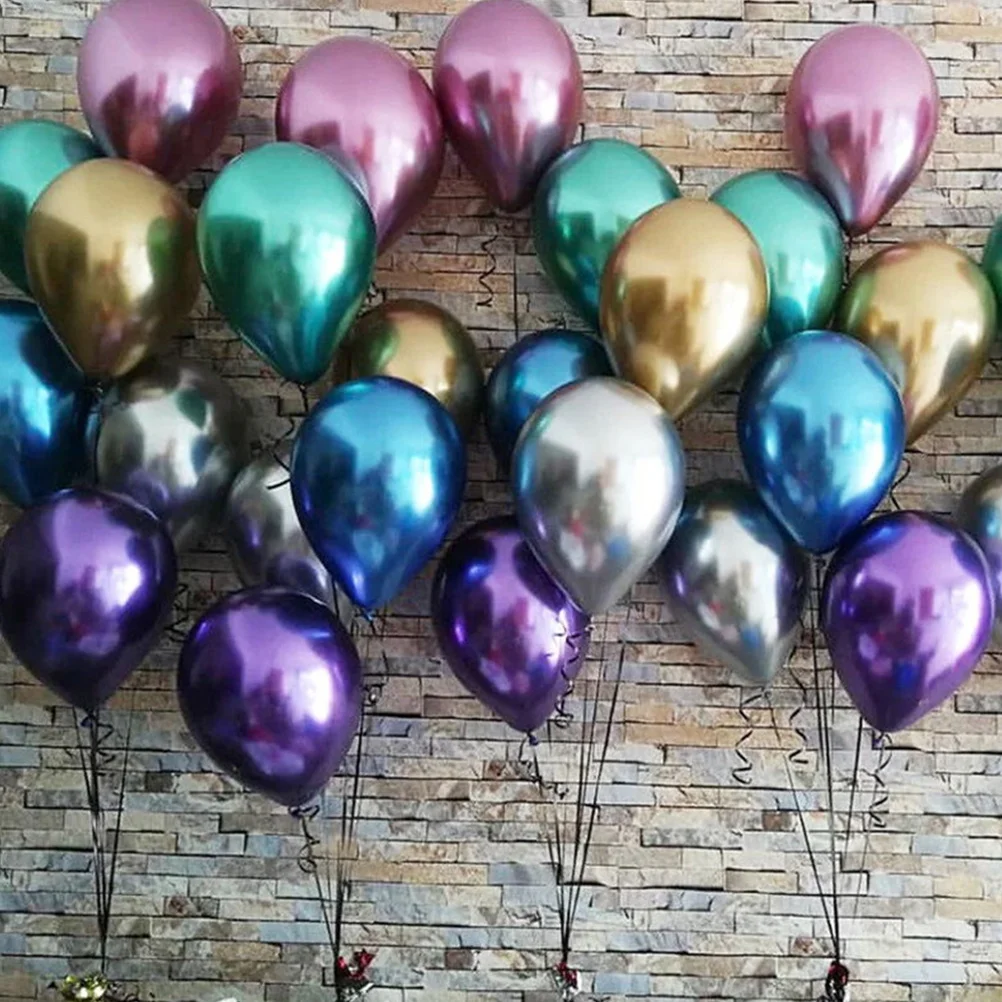 

50Pcs 10 Inches Latex Balloons Metallic Color Wall Door Window Ceiling Decor Blue Latex Balloons Party Supplies