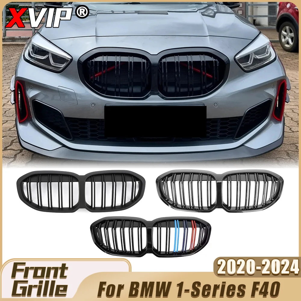

XVIP Front Matte Black Double Line Style Bumper Grille Glossy M-Color Upper Grille Racing Grille For BMW 1 Series F40 2020-2024