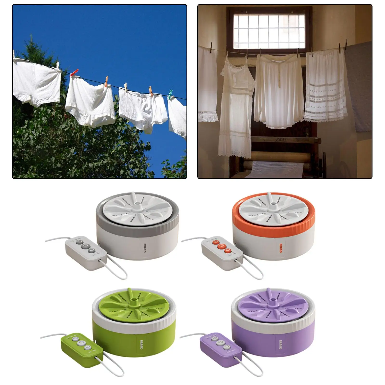 Portable washing machine, versatile, USB powered, low noise, 12 cm diameter,
