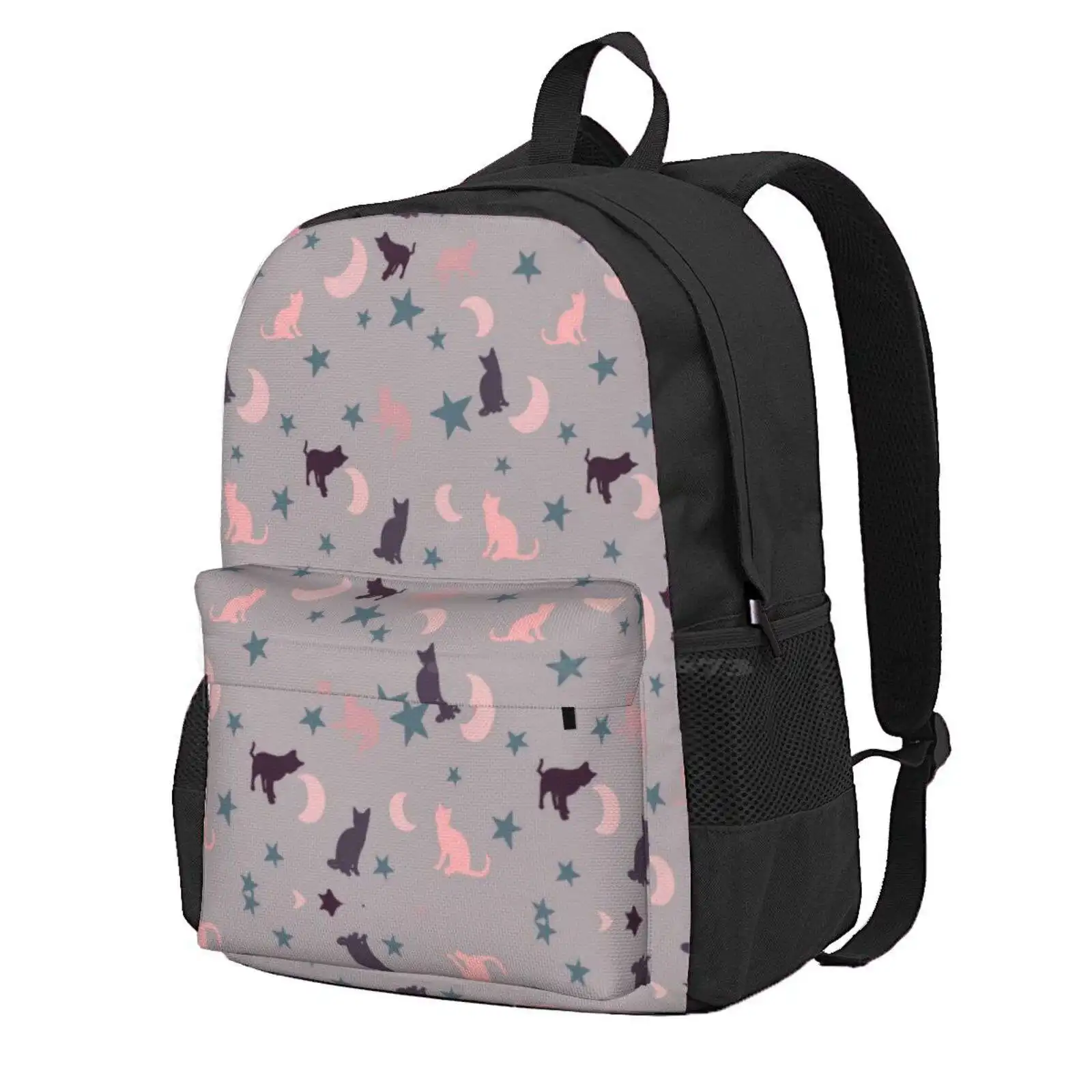 Gray Cat Galaxy Hot Sale Schoolbag Backpack Fashion Bags Cat Galaxy Colorful Animals Cute Girl Feminine Gamer Sky Moon Star