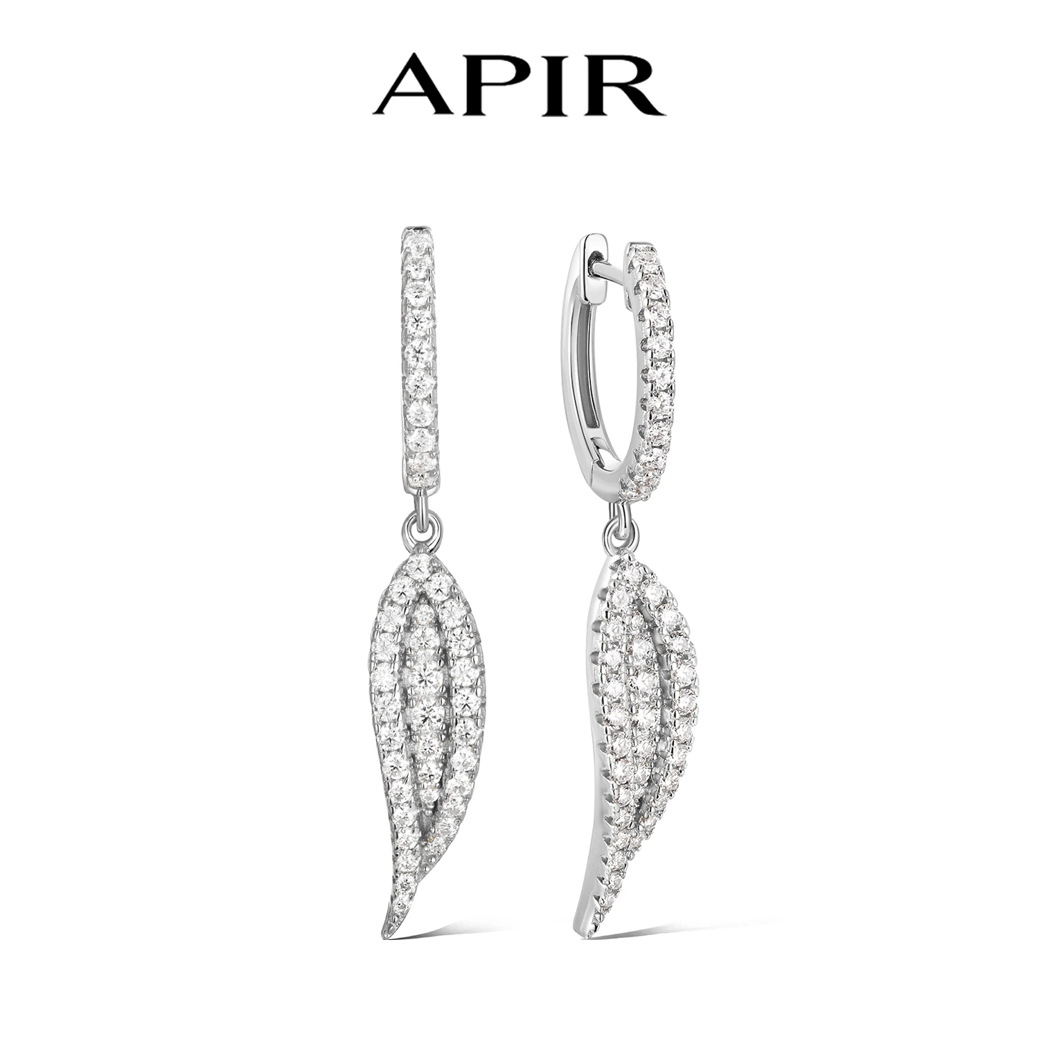 

APIR Sparkling Moissanite Diamonds Angel Wing Drop Earrings for Women Sterling Silver Fashion Elegant Hoops Daily Wear Jewelry
