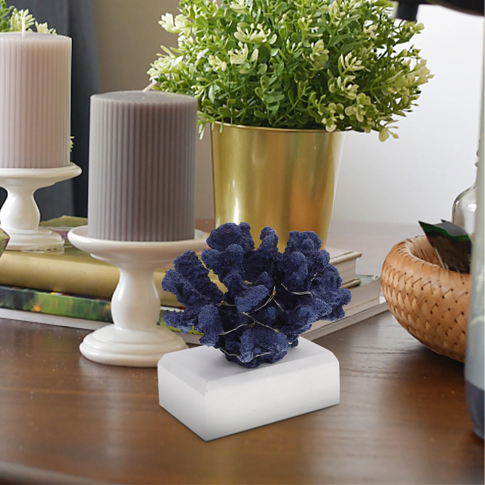 

Led Coral Ornament Resin Tabletop Craft For Home Decor Living Room Entryway Simulation Coral Artificial Decorative Stone