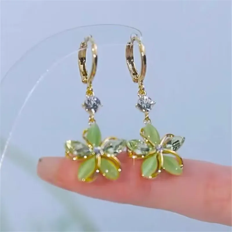 2023 New Fashion S925 Silver Needle Delicate Light Luxury Zircon Flower Earrings For Women Jewelry Wedding Party Premium Gift