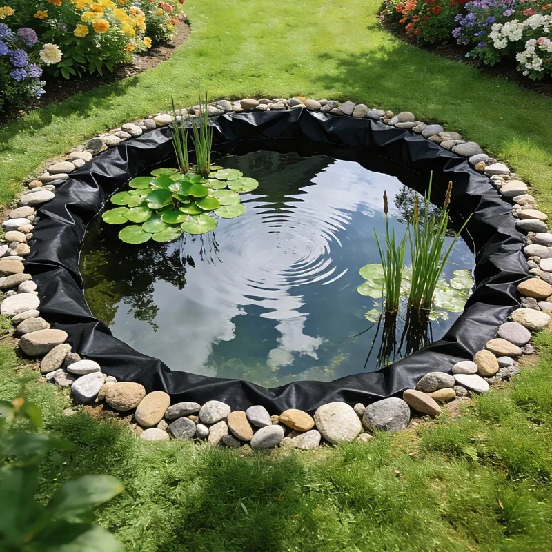 

Пленка для пруда 20 x 20 футов, толщина 14 мил, 3-слойная усиленная полиэтиленовая пленка для прудов с рыбой и карпами кои, для уличных прудов, с подшитыми краями и 4 утяжеляющими элементами.