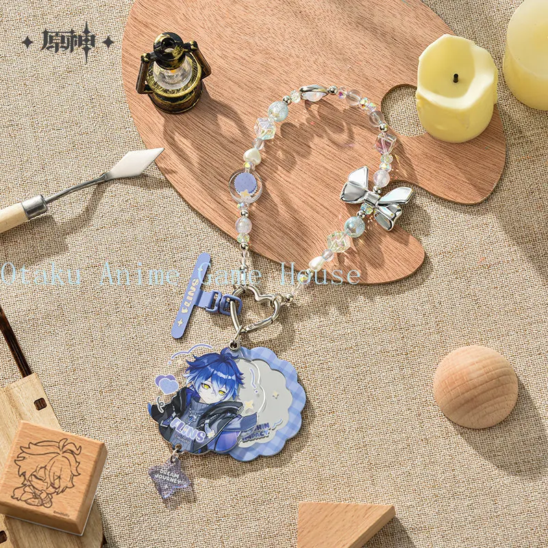 Genuine Official Genshin Impact Flins Anime Badge Folding Fan Acrylic Standee Phone Chain Pendant Sticker Wooden Seal Gift - view 3