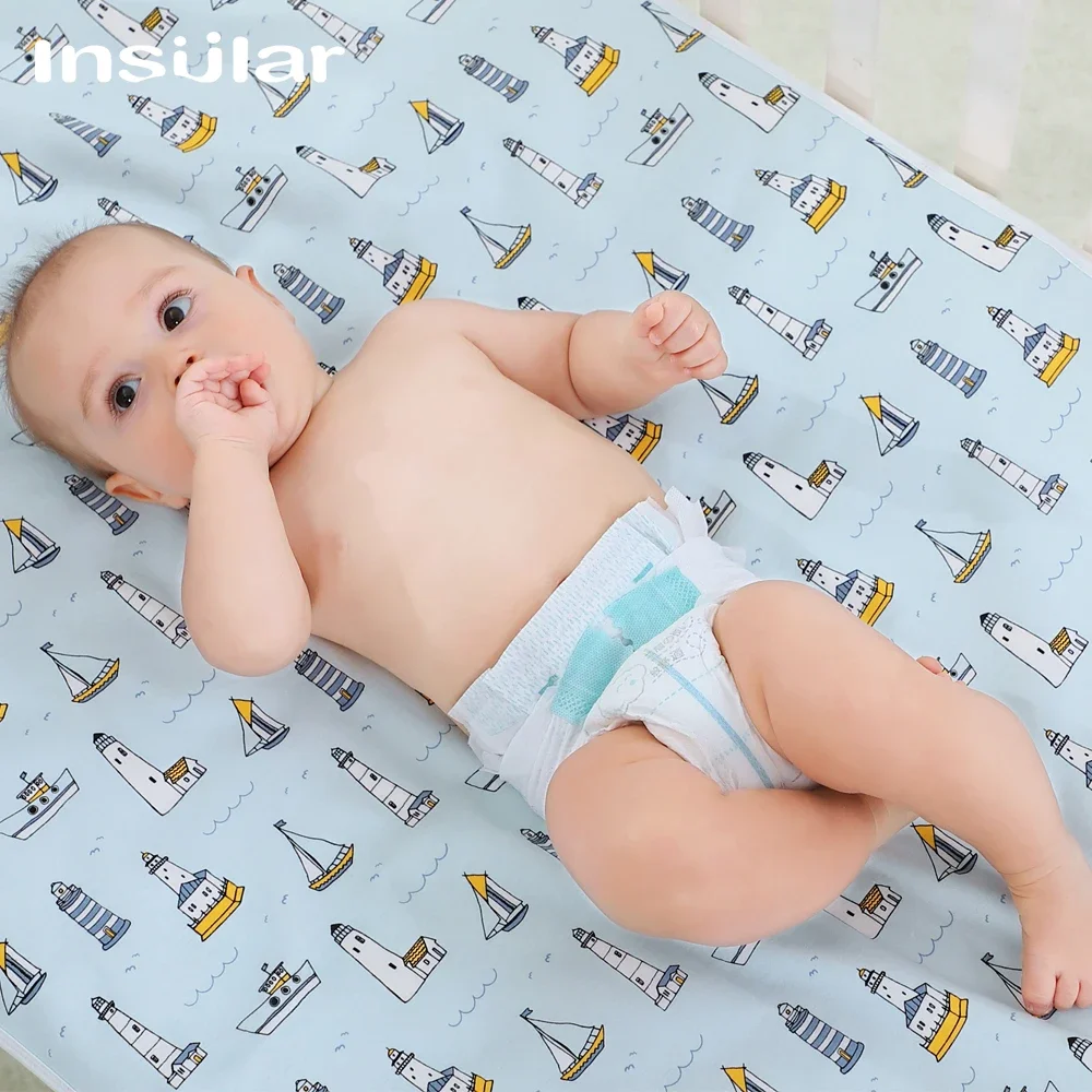 Insular Cotton Baby Nappy Diaper Changing Pads Kids Washable Travel Nappy Mat Waterproof Breathable Newborn Baby Floor Play Mat