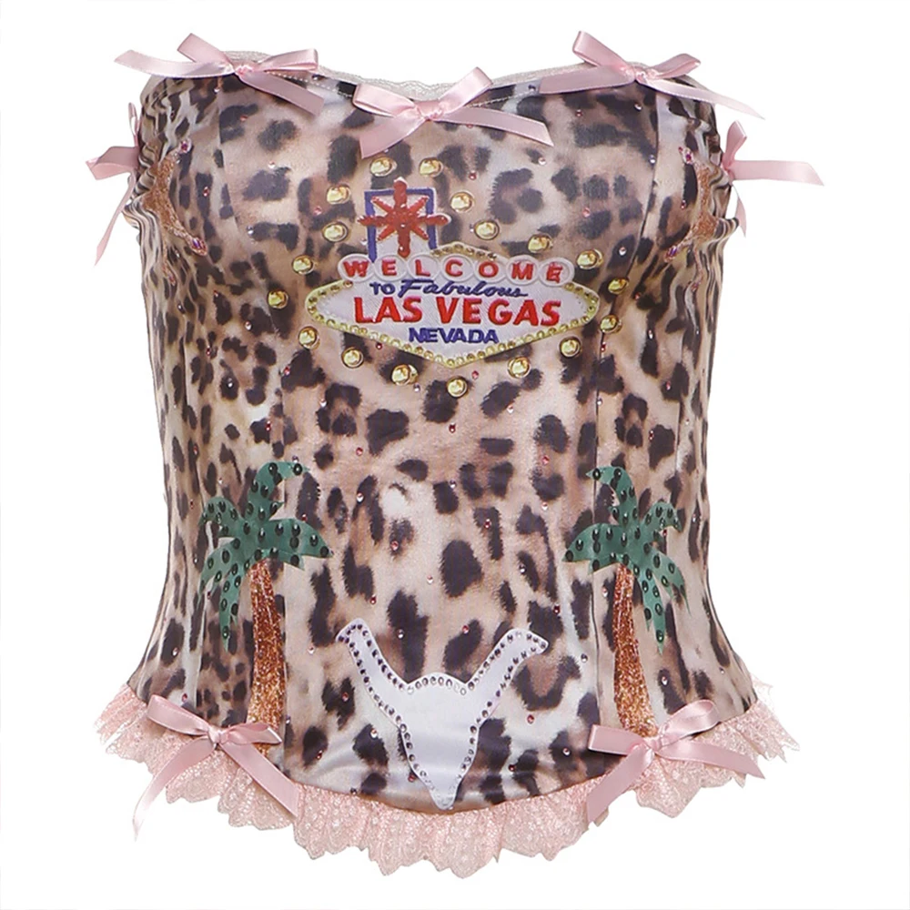 Top Tirantes Leopardo Sin Espalda - close-up view