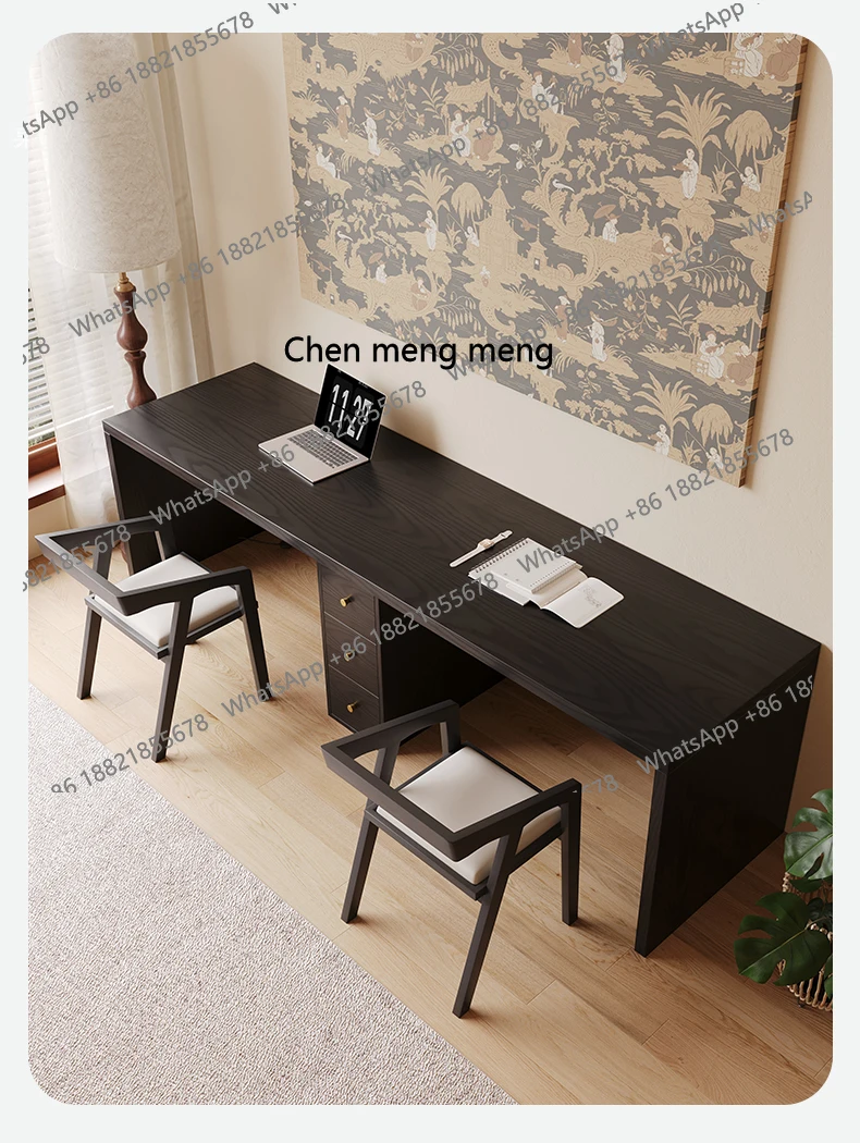 

Living Room Large Long Desk Light Luxury Modern Study Room One-word Long Table Against The Wall Double Study Desk With Drawer