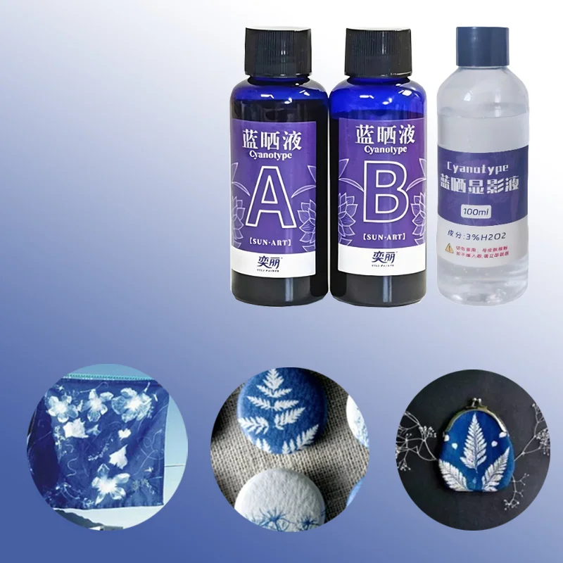 50/100ml Cyanotype Liquid Cyanotype Developer Easy To Operate Making Decorative Painting Postcard Bookmark Cloth Printing Dyeing