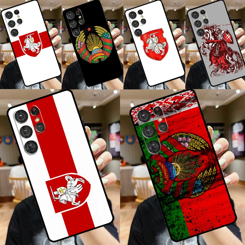 Belarus Flag Coat of Arms For Samsung Galaxy S24 S23 Ultra S22 S20 S21 FE S8 S9 S10 Note 10 Plus 20 Ultra Phone Case