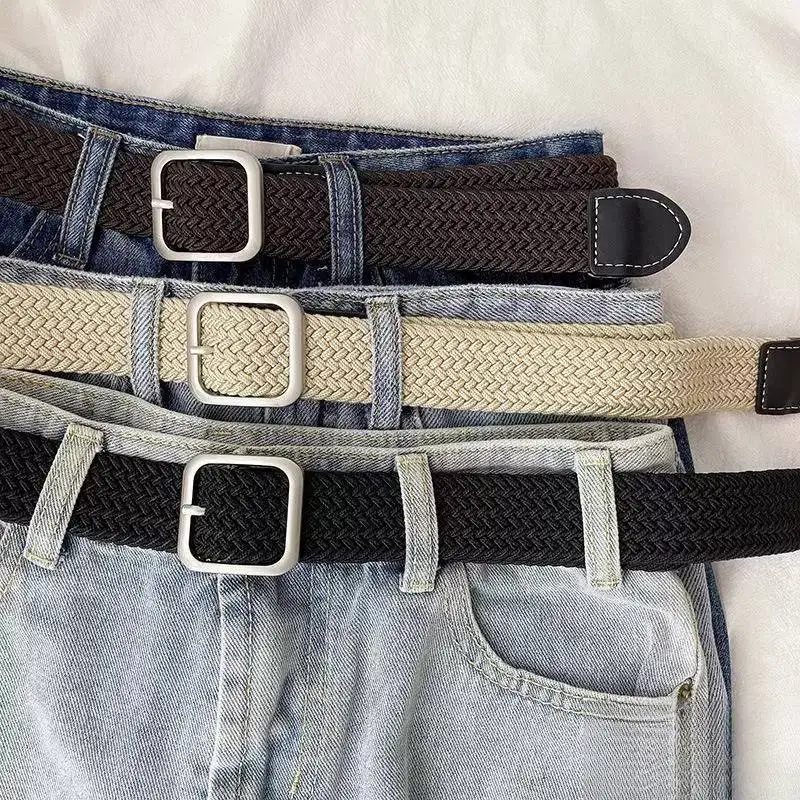 Casual Leather Belt for Teenage Boys Big Kids Canvas Pants Belt Trendy Versatile Young People's Fashion Accessory Spring Summ...