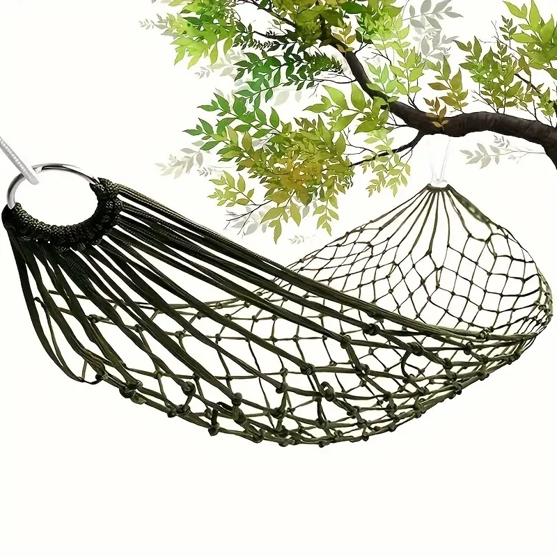 New Portable Nylon Rope Mesh Hammock Sleeping Net Bed For Outdoor Travel Camping With Rope Folding Patio Swing Chair