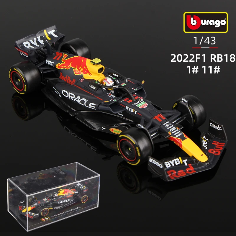 Bburago 1:43 F1 2022 Champion Verstappen Red Bull Racing RB18 Perez Formula 1 Alloy Car Die Cast Vehicle Model Toys Collection