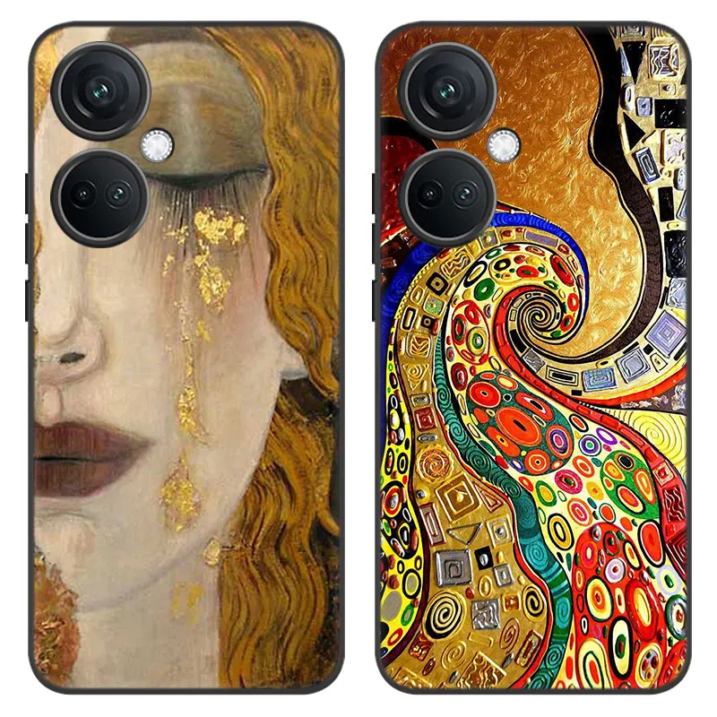 Kiss by Gustav Klimt Cartoon Cover Black Phone Case For OnePlus Nord CE3 Lite 3 12 11 2T N30 CE2 N300 N200 10 9RT ACE 2V Pro 5G